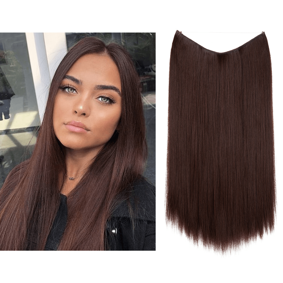 dark auburn halo hair extensions