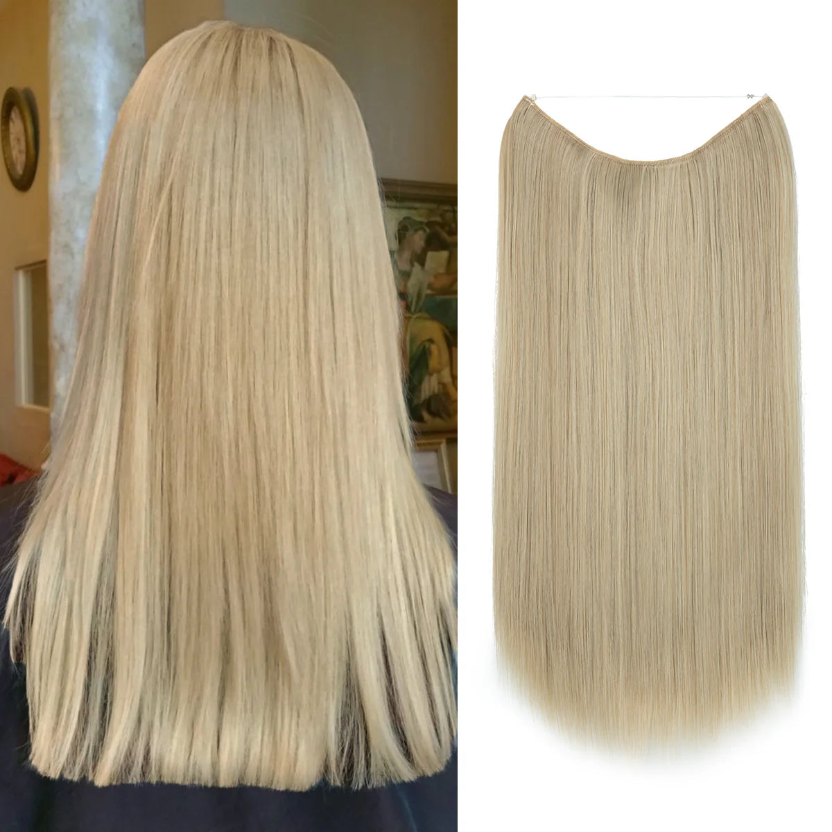 Pale Ash Blonde Straight Halo Hair Extensions Thathair