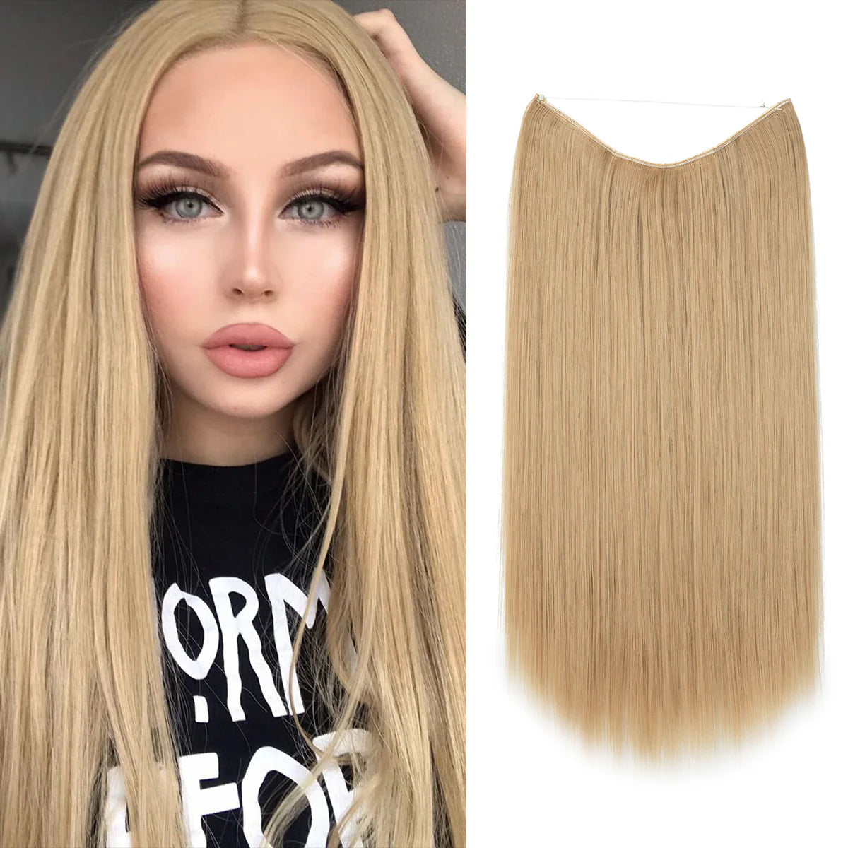 Sandy Blonde Straight Halo Hair Extensions | Thathair