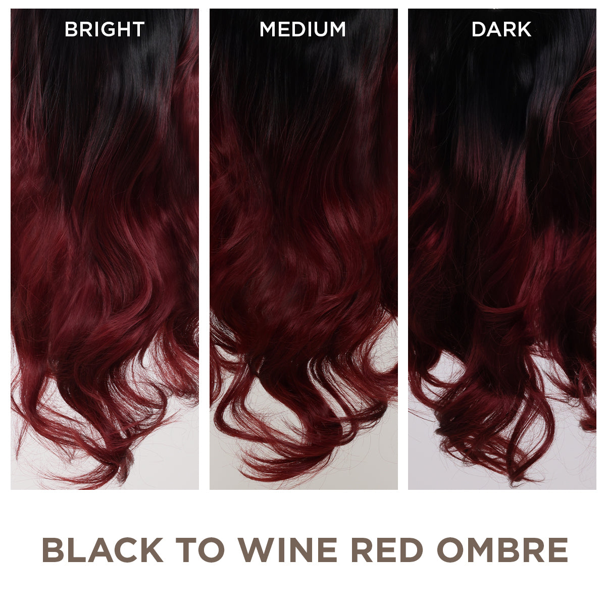 Black to Wine Red Ombre + 1 FREE HALO