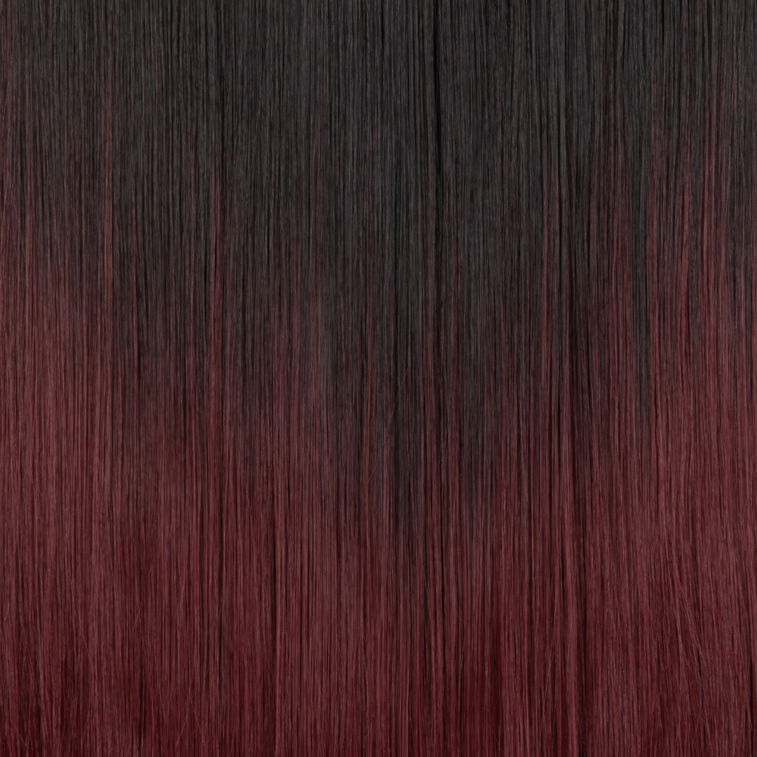 Black to Wine Red Ombre / 22 Inch