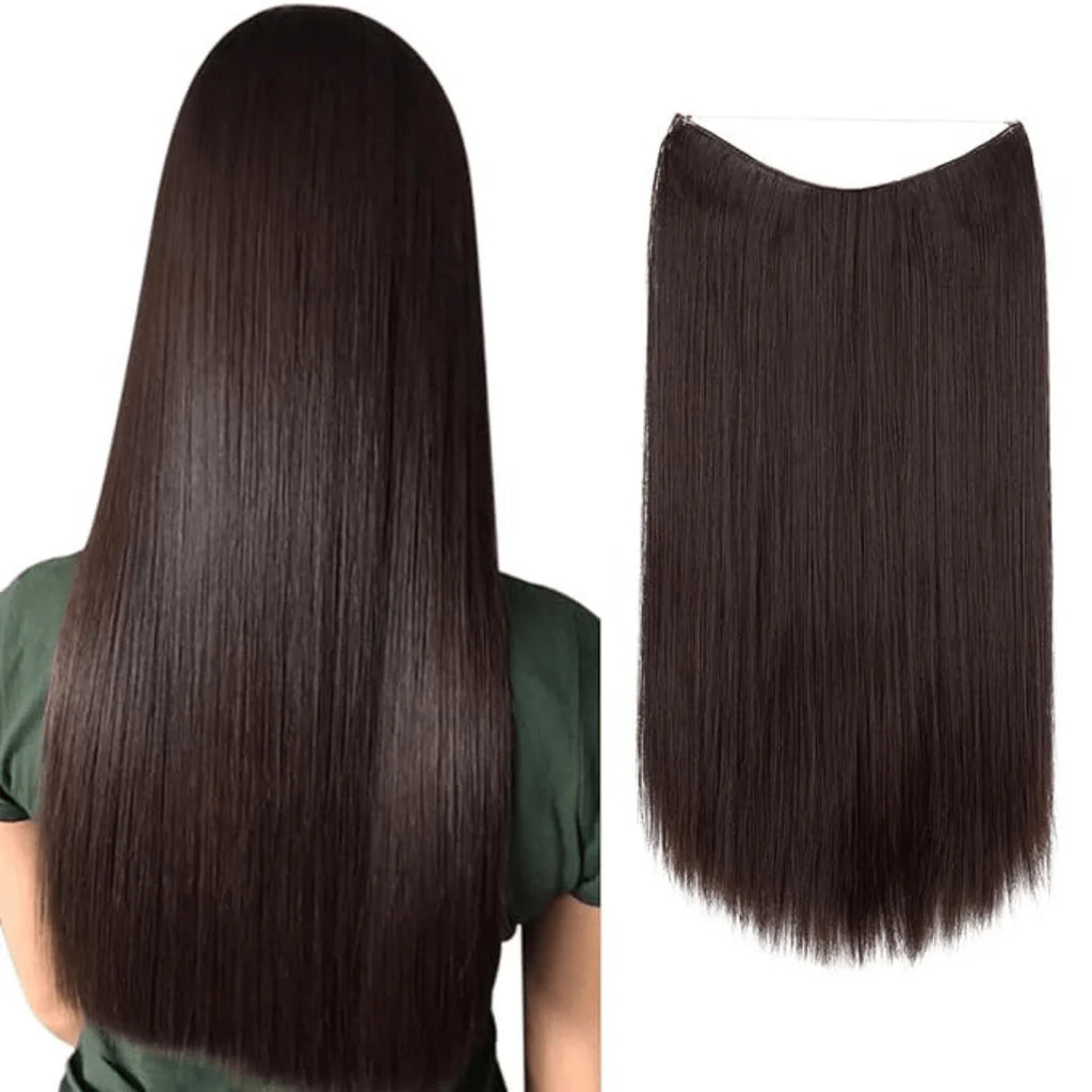 Chestnut Brown 16 Inch Straight Halo Hair | Thathair display picture 3