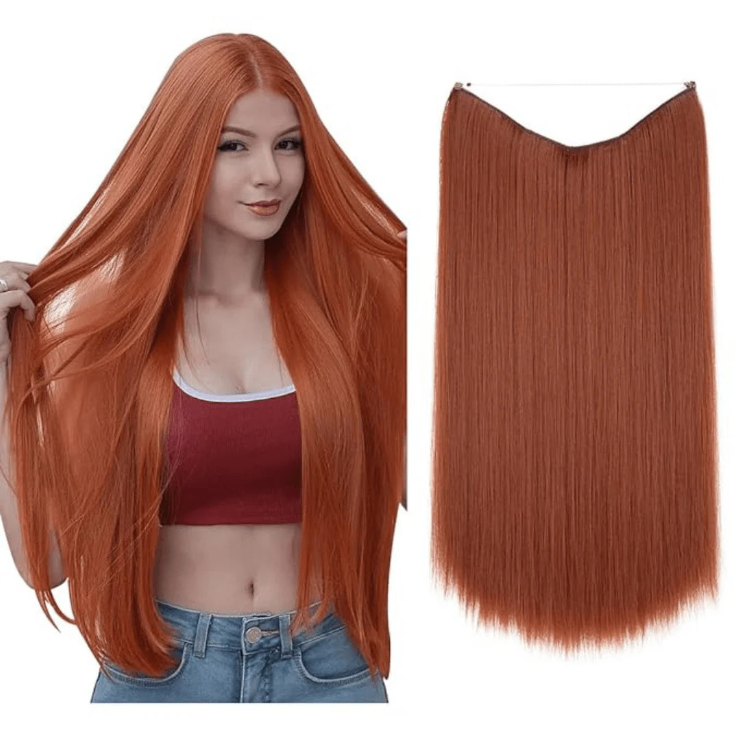 Copper Red 18 Inch Straight Halo Hair Extensions | Thathair