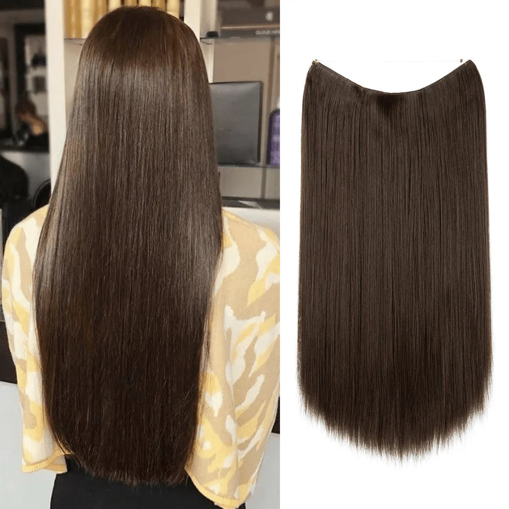 thathair Walnut Brown wavy & straight Halo Hair Extensions 18” AM01 & AM02 nwt Thathair High Quality Halo Hair Extensions | Mercari main image 4
